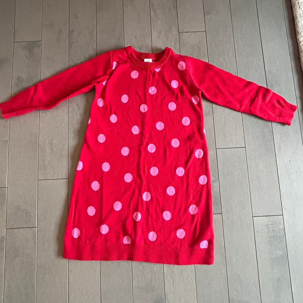 Red Polka Dot Kids Sweater Dress